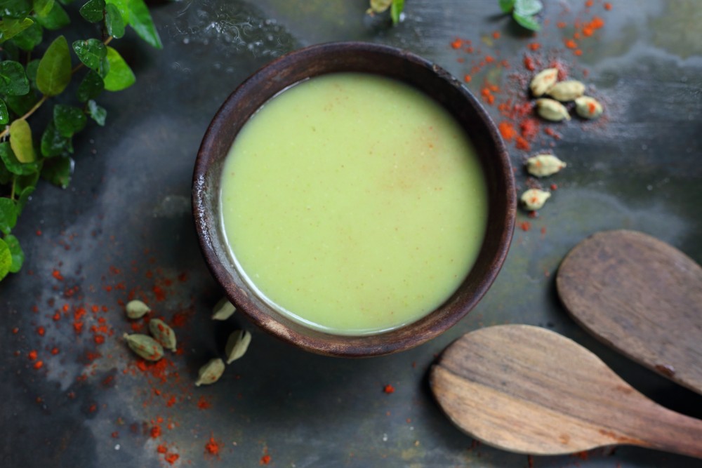 Okurková polévka šefkuchaře Rajeshe Sishupalan, Cliff View Ayurveda Retreat